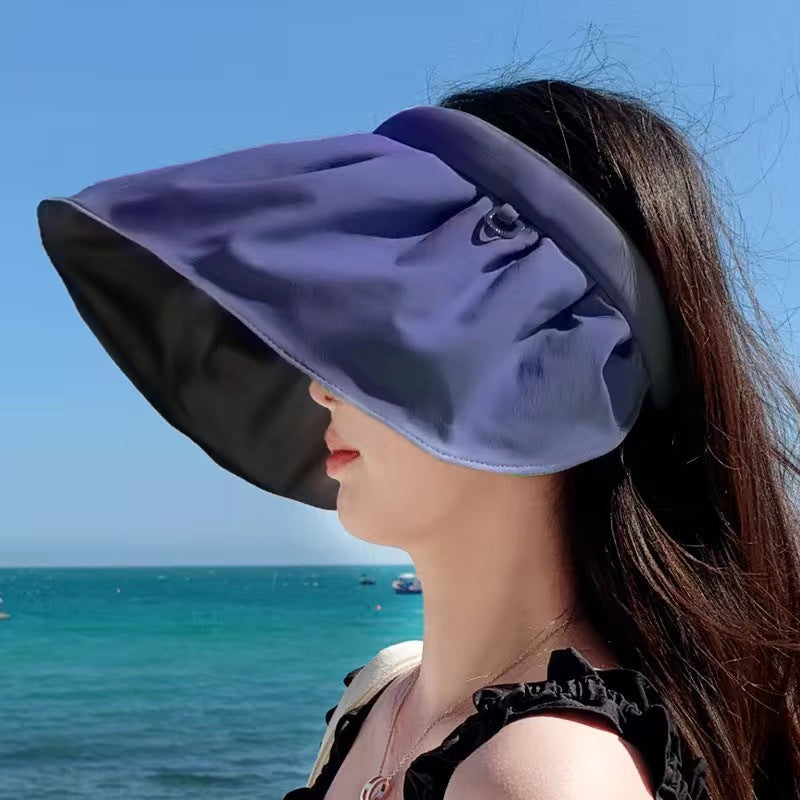 Wholesale Polyester UV Resistant Large Brim Black Rubber Hollow Top Hat